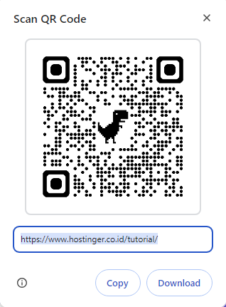 tampilan hasil kode qr tutorial hostinger di chrome desktop