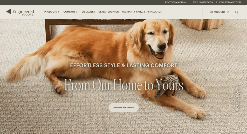 tampilan homepage website engineered floors