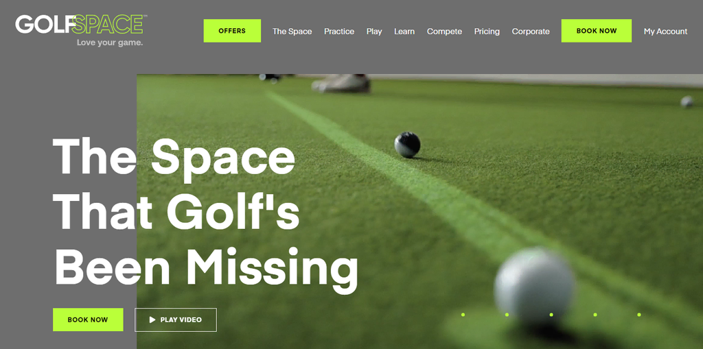 tampilan homepage website golfspace