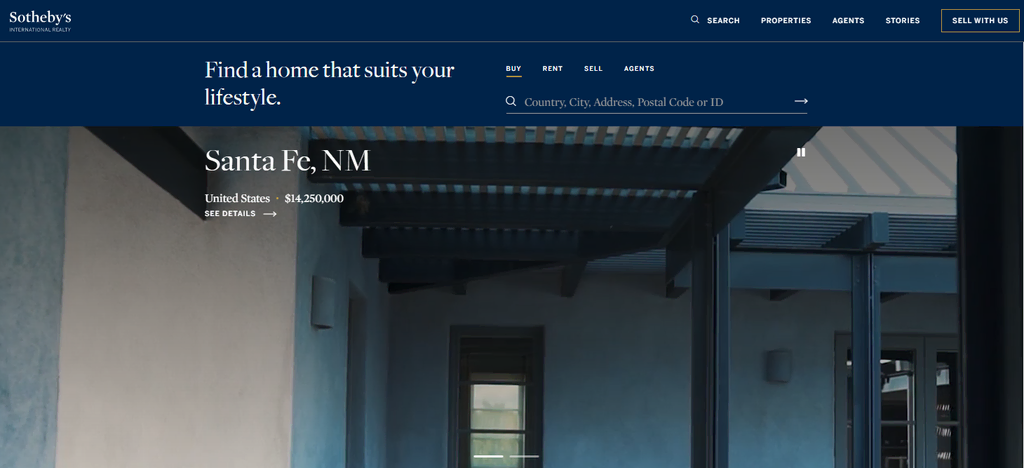 tampilan homepage website sothebys