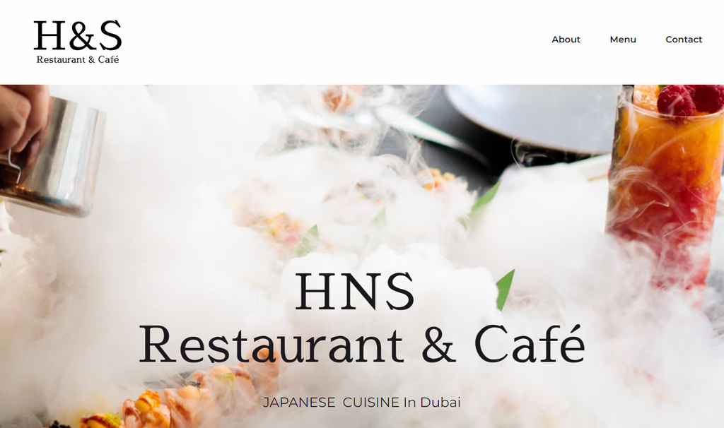 tampilan homepage website hns restaurant and cafe