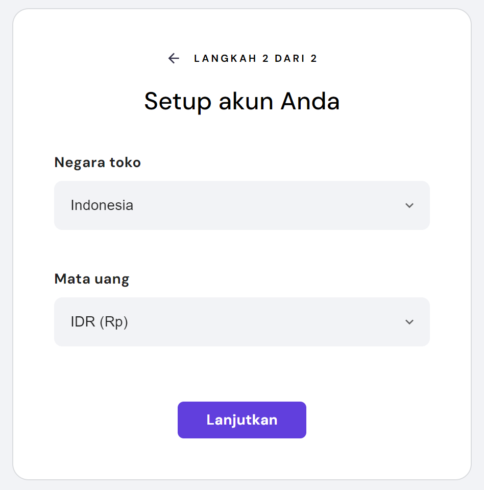 tampilan bagian setup toko online website builder hostinger