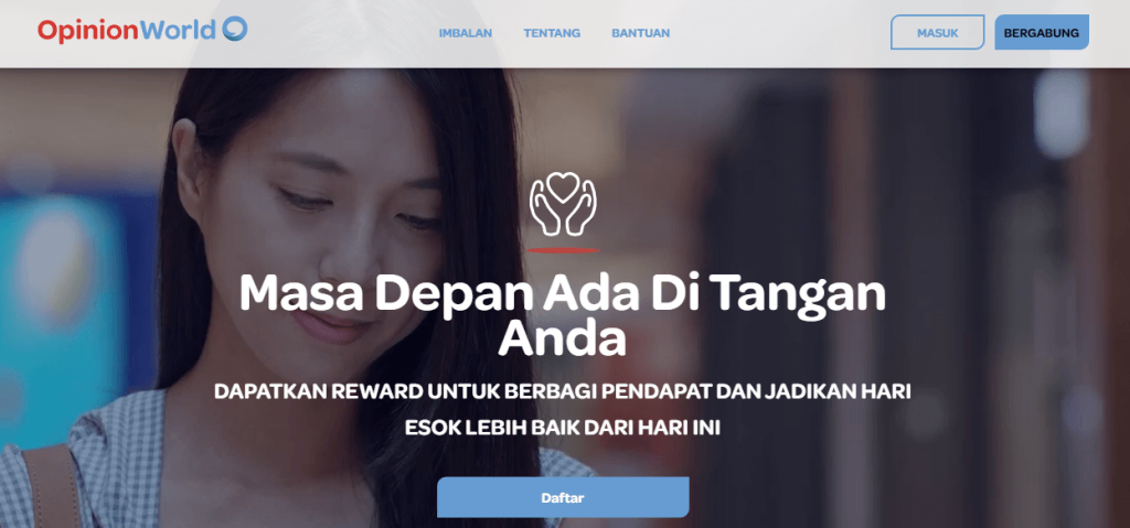 tampilan homepage website penghasil uang opinionworld