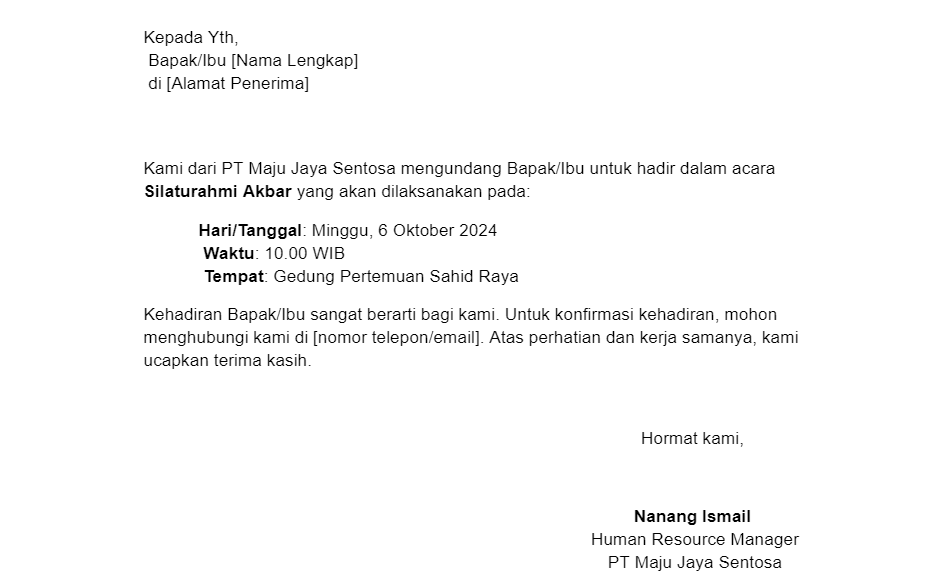 tampilan contoh template dokumen mail merge google docs