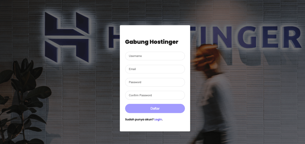 tampilan form pendaftaran yang dibuat dengan session login php