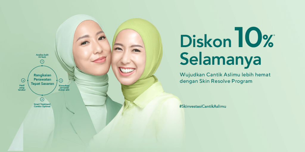 tampilan materi promosi klinik kecantikan dengan contoh copywriting selamanya