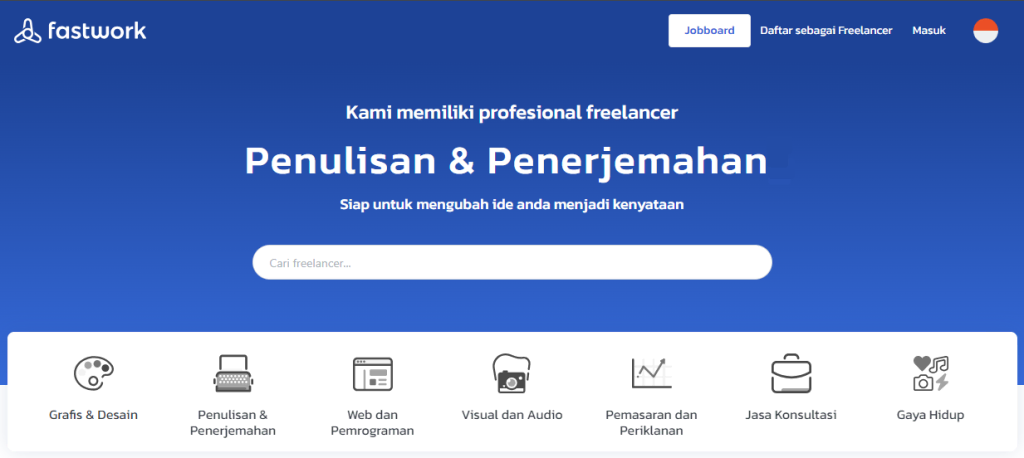 tampilan homepage fastwork indonesia