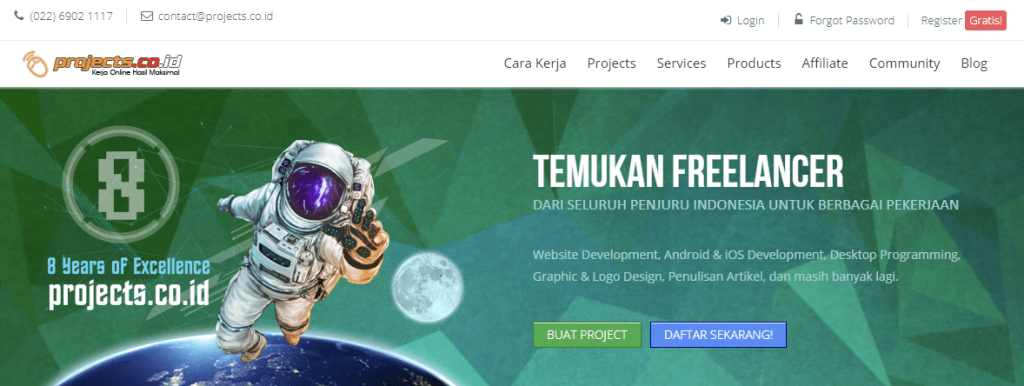 tampilan homepage website projects.co.id