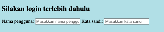 tampilan contoh form login html menunjukkan kolom username dan password