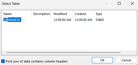 tampilan word untuk memilih sheet sumber data excel