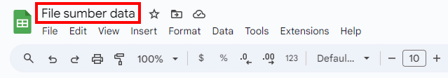 tampilan google sheets dengan nama file yang disorot