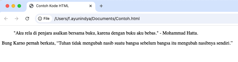 tampilan contoh teks kutipan di google chrome