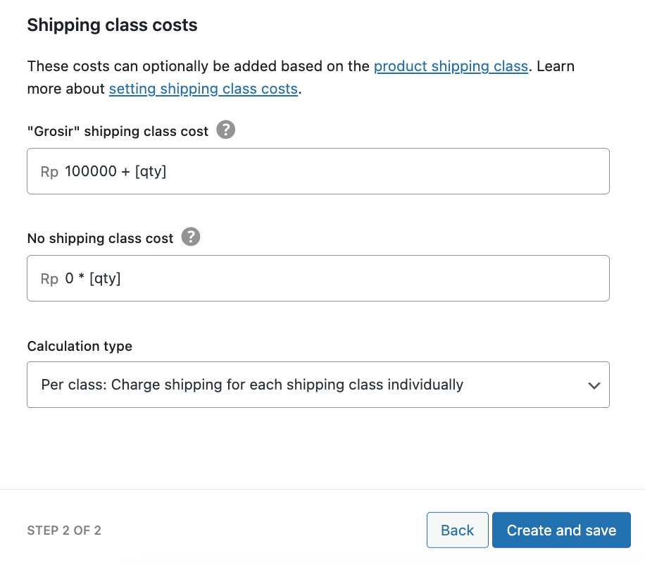 mengatur biaya shipping class di woocommerce dengan rumus