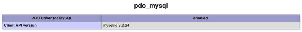 tampilan bagian client api version dari file phpinfo