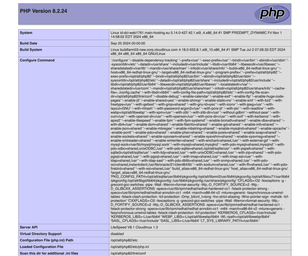 tampilan file phpinfo.php yang dibuka di browser