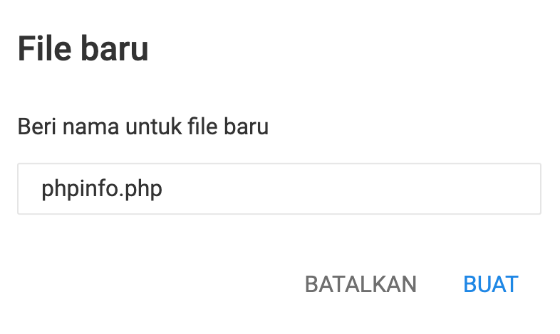 membuat file baru phpinfo.php di file manager hostinger