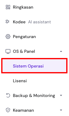 tampilan menu sistem operasi di sidebar kiri hpanel