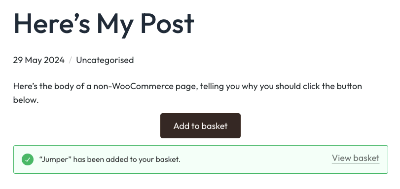 Notifikasi toko WooCommerce ditampilkan menggunakan shortcode [shop_messages]